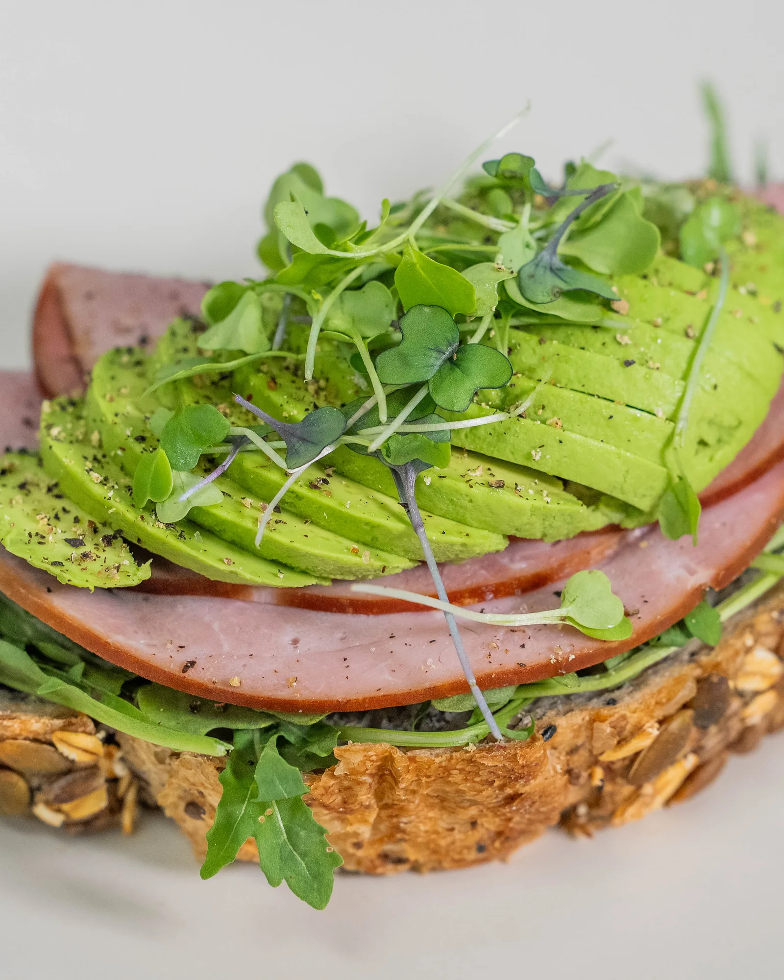 Avocado & ham tartine